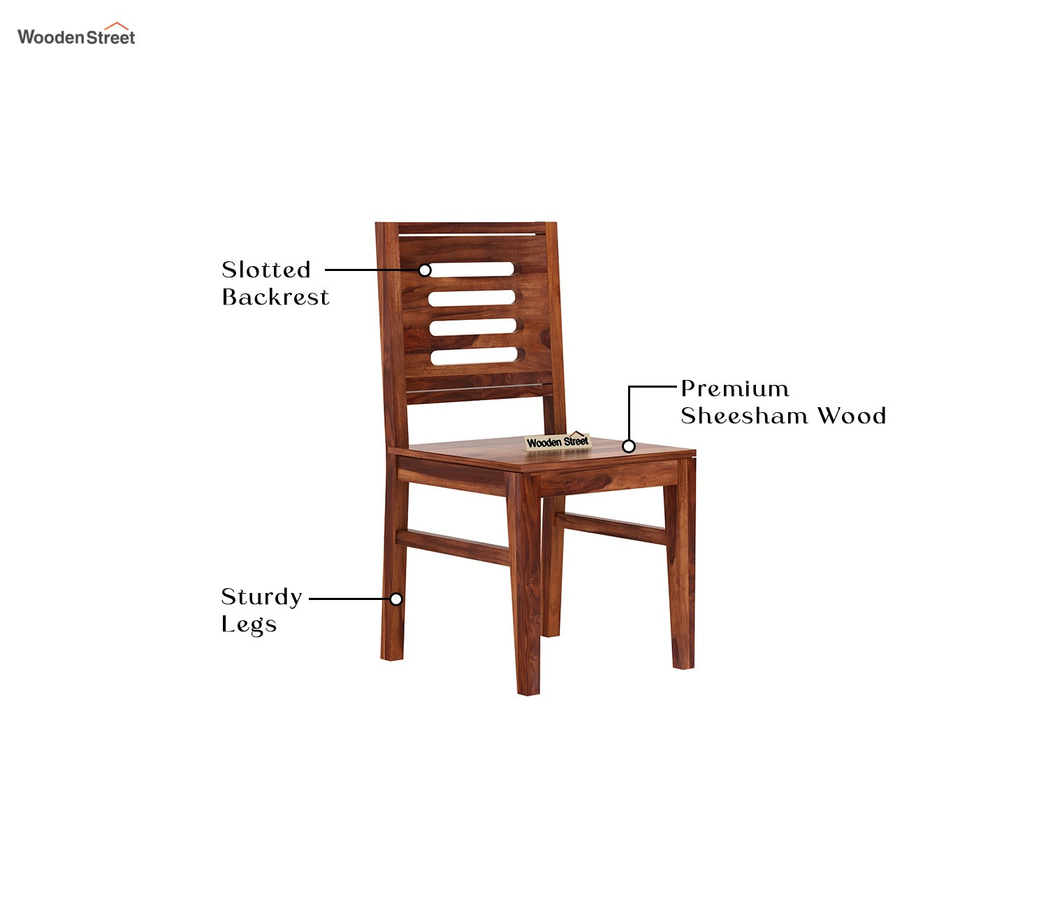 Janet Premium Sheesham Wood 2 Seater Dining Set with Janet Table and Helina Cushioned Chair (Honey Finish)