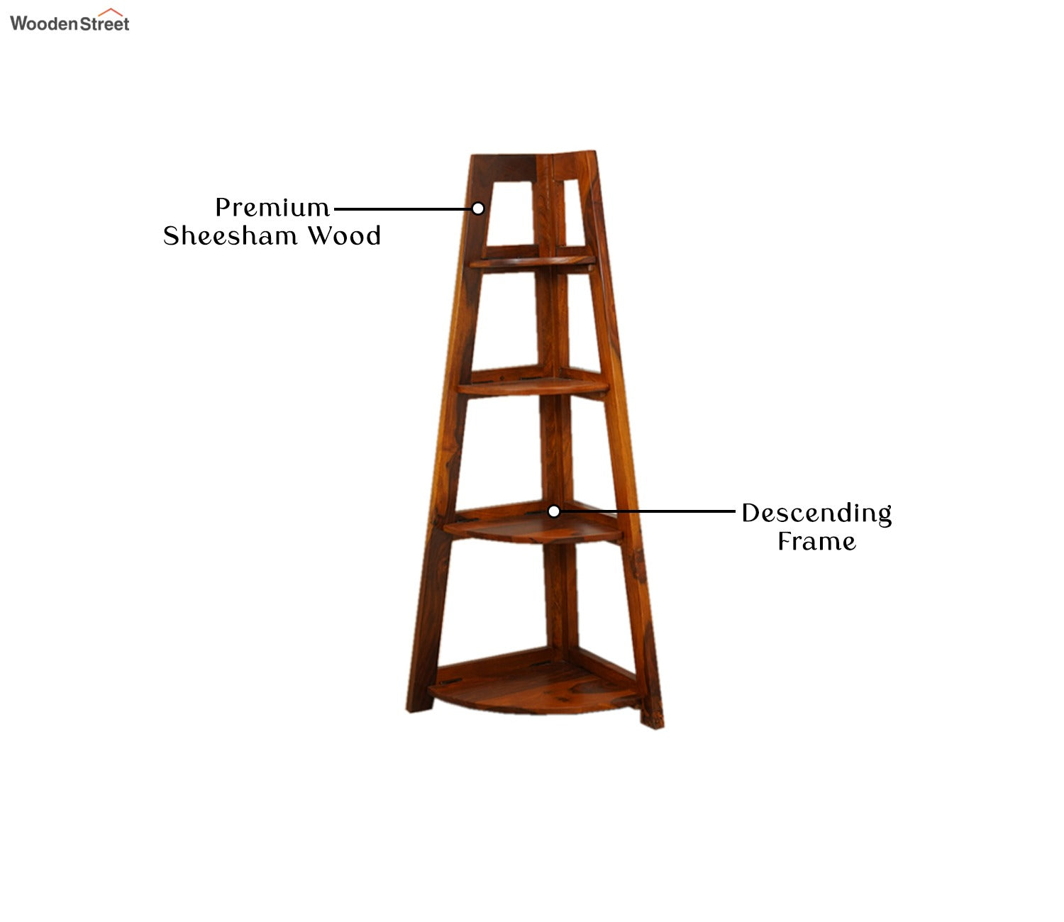 Severino Solid Wood Foldable Bookshelf (Honey Finish)