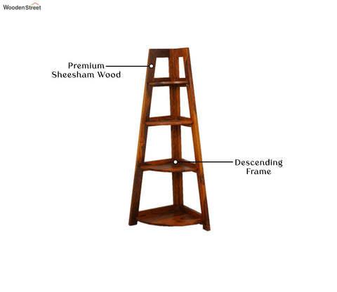 Severino Solid Wood Foldable Bookshelf (Honey Finish)