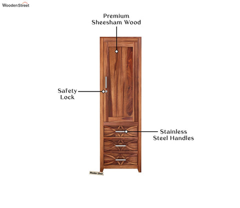 Allan 1 Door Multi-Utility Wardrobe (Honey Finish)