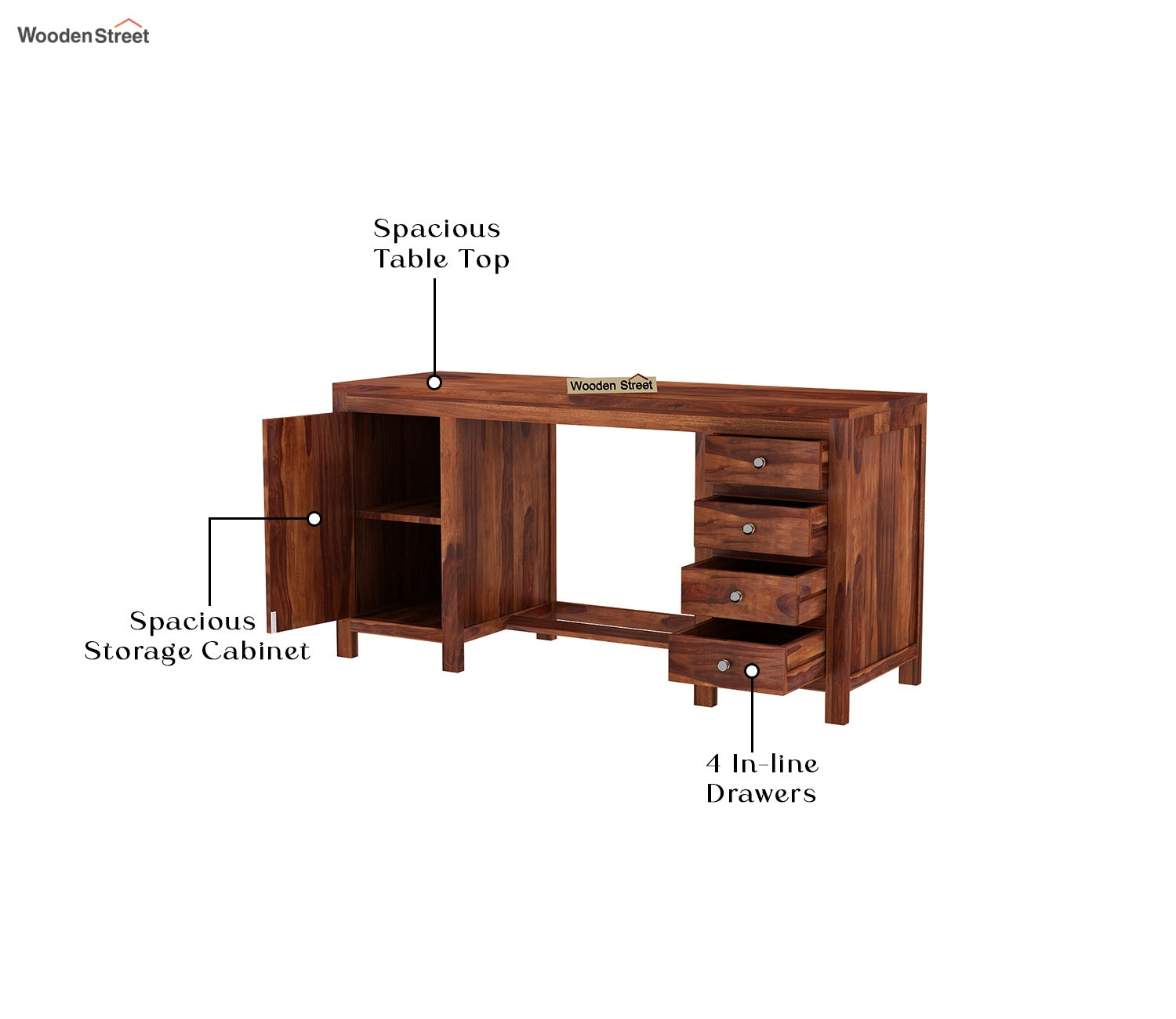 Brason Computer Table (Honey Finish)
