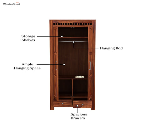 Adolph 2 Door Multi Utility Wardrobe (Honey Finish)