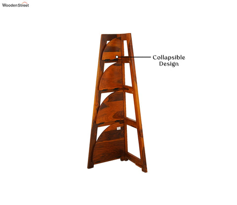 Severino Solid Wood Foldable Bookshelf (Honey Finish)
