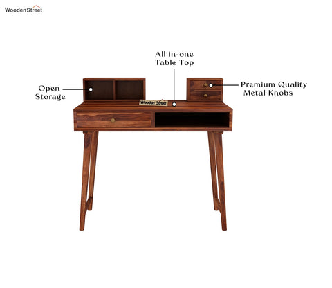 Lynton Study Table with Table-Top Storage (Honey Finish)