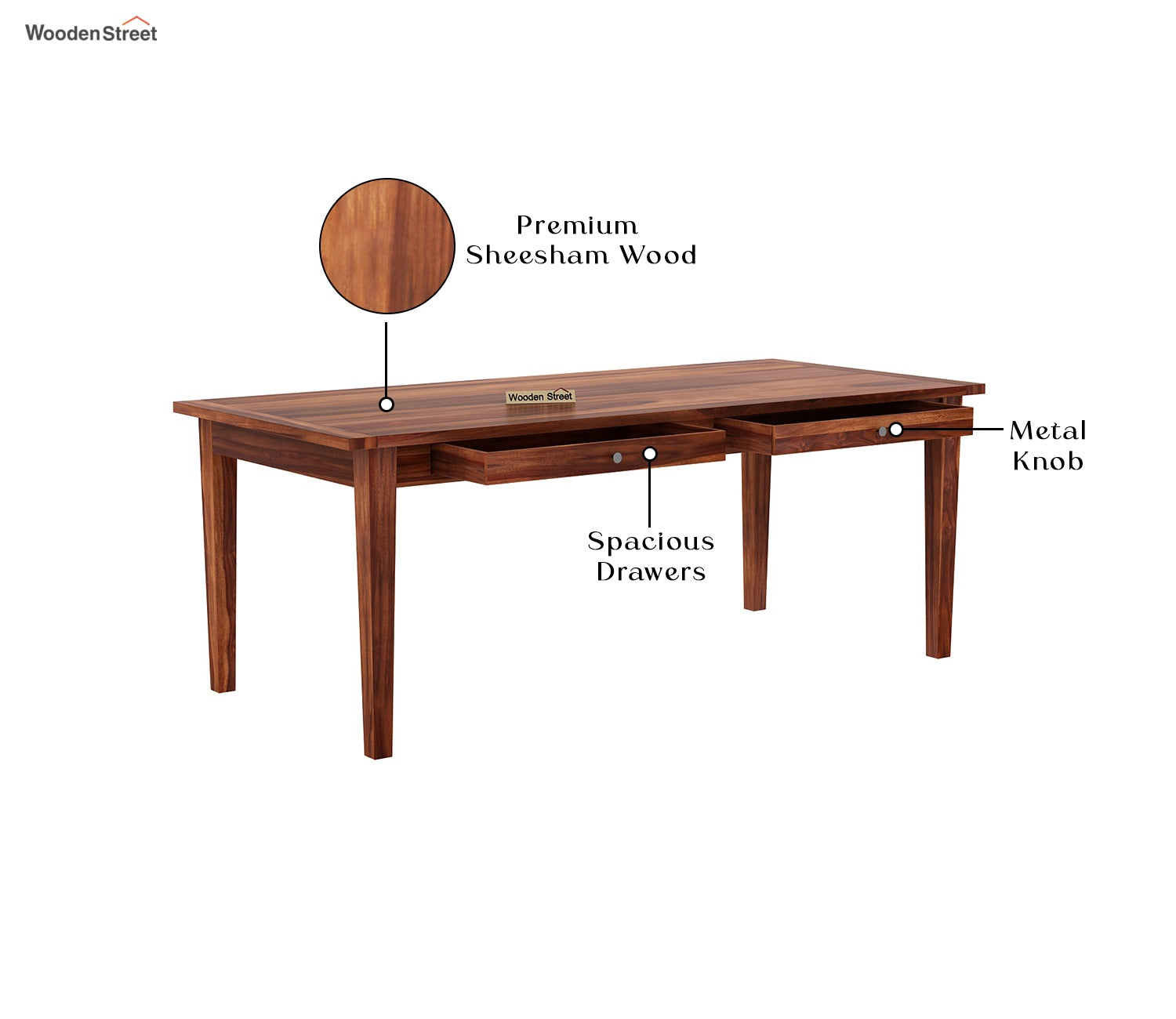 Mcbeth - Trois 6 Seater Dining Set (Honey Finish)
