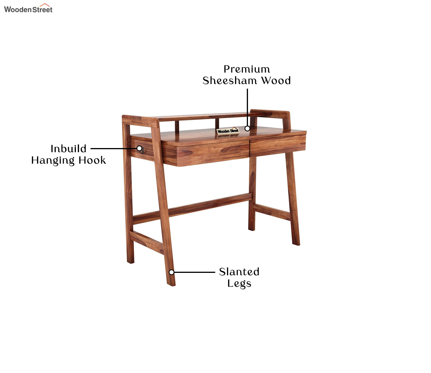 Aurelia Sheesham Wood Study Table (Honey Finish)