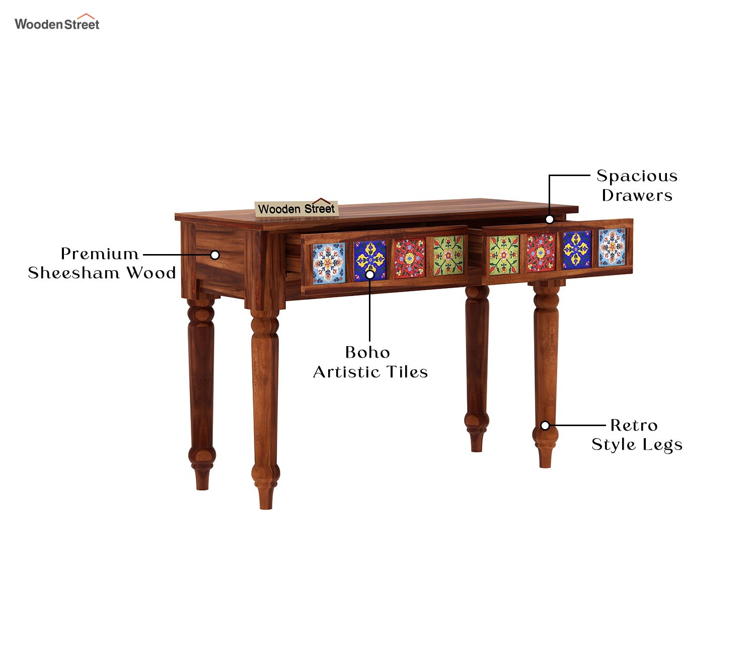 Boho Console Table (Honey Finish)