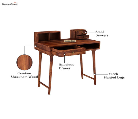 Lynton Study Table with Table-Top Storage (Honey Finish)