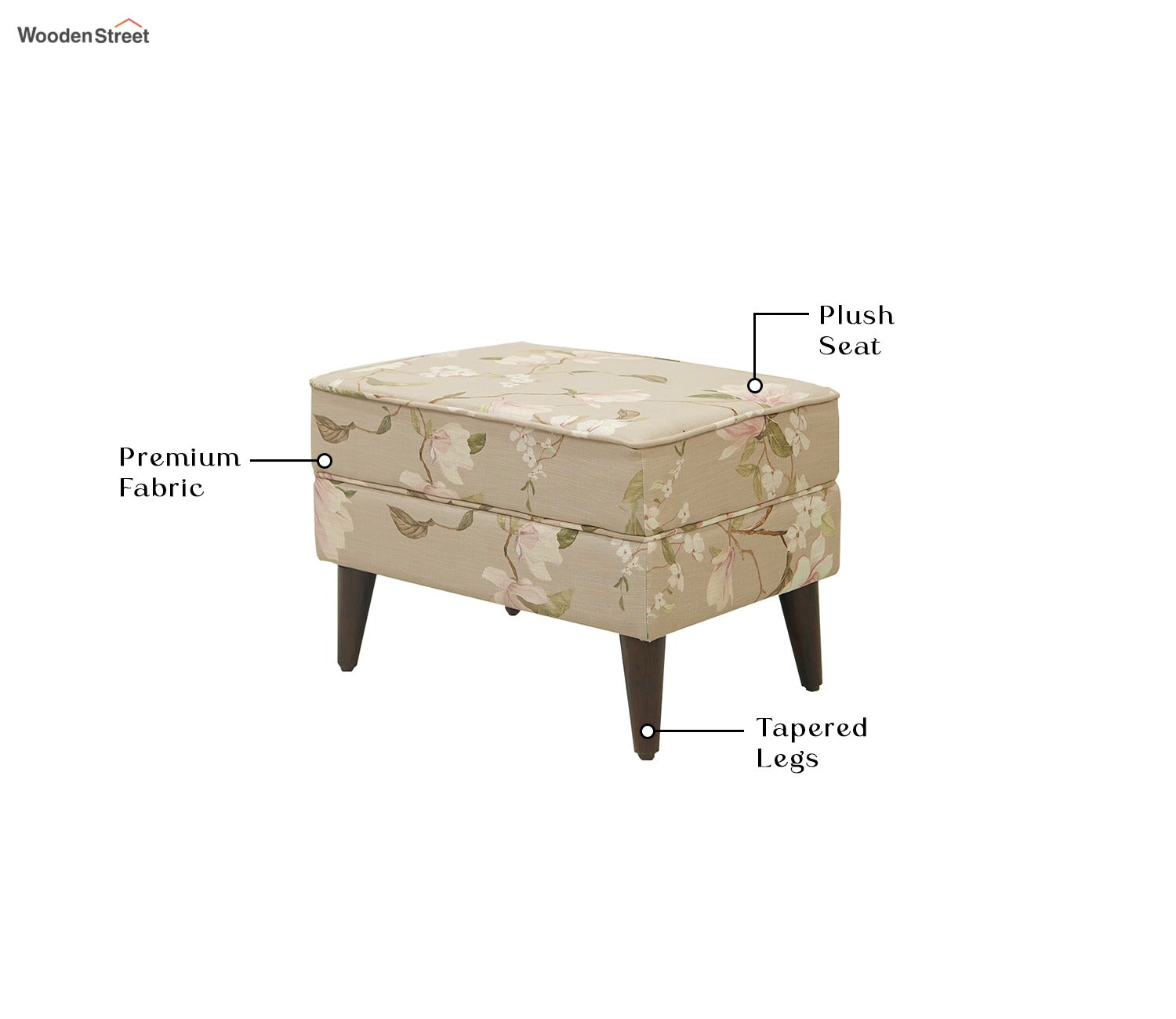 Claudia Ottoman Pouffe (Cotton, Magnolia Beige)