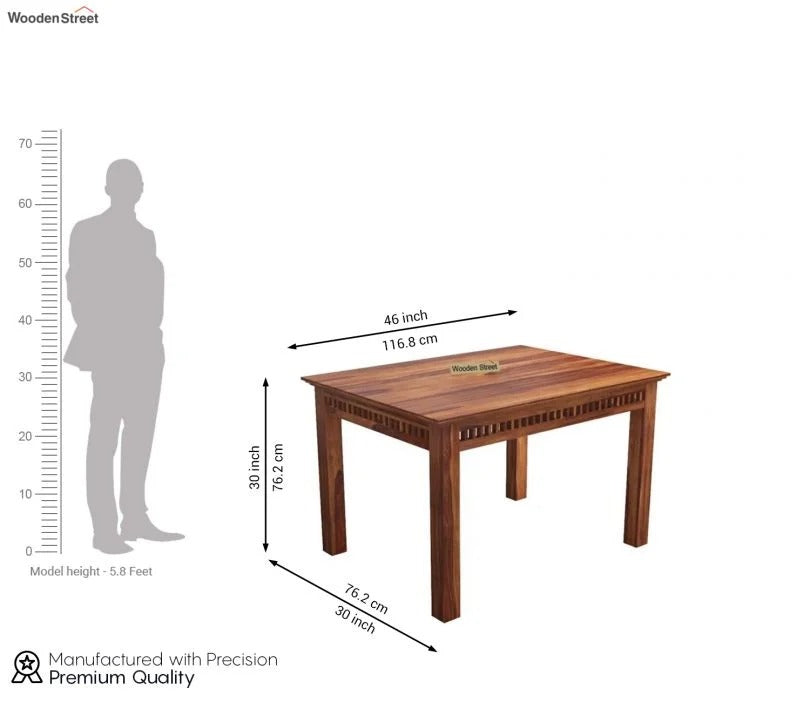 Adolph Compact Wooden Dining Table Set 4 Seater (Honey Finish)