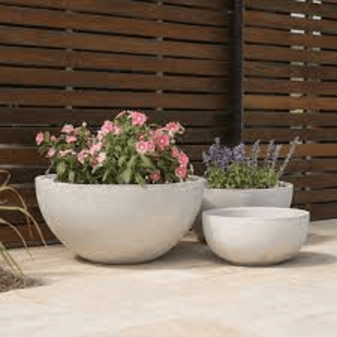 Trueliving Half Round White Polymer Floor Plant Pot width:7.1'' Height:7.1''