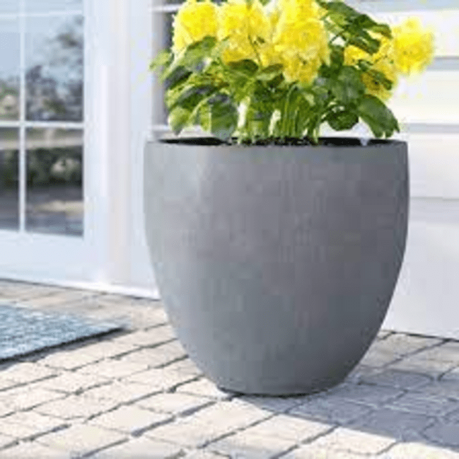 Trueliving  Grey Polymer Floor Plant Pot width:6.5'' Height:7.9''