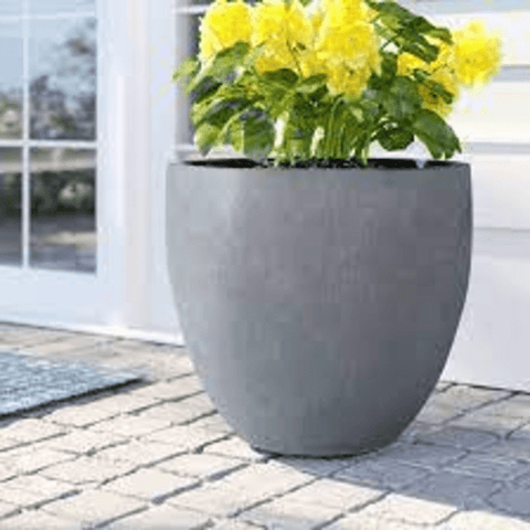 Trueliving  Grey Polymer Floor Plant Pot width:6.5'' Height:7.9''