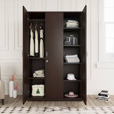 True living 2 Door Sliding Brown wardrobe Laminated Finish & PU Finish with Drawers (3 Ft*2 Ft*8 Ft)