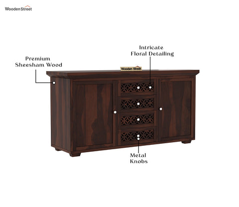 Cambrey Sheesham Wood Storage Cabinets and Sideboard (Walnut Finish)