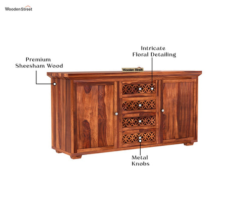 Cambrey Sheesham Wood Storage Cabinets and Sideboard (Honey Finish)