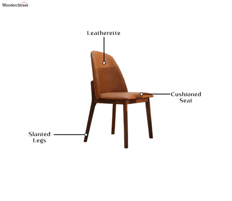 Valence 6 Seater Sheesham Wood Dining Set with Valence Quartz Top Table and Fressia Upholstered Chair (Teak Finish)