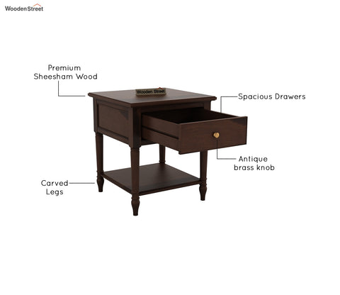 Emerson Sheesham Wood Side End Table (Teak Finish)