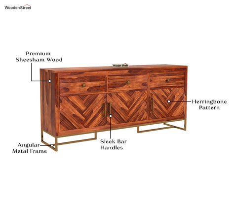 Jett Sheesham Wood Cabinet and Sideboard (Honey Finish)