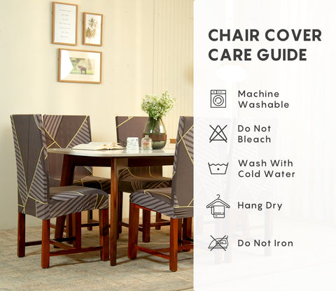Cason Modern Abstract Printed Polyester Spandex 6 Piece Chair Cover (Grey)