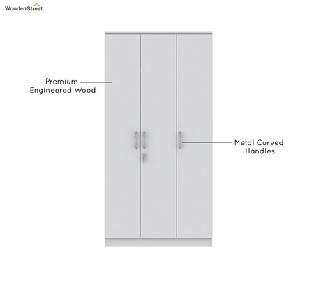 Kayden 3 Door Multi Utility Wardrobe With Lock (Frosty White Finish)
