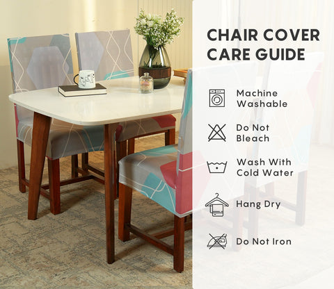 Agnus Modern Abstract Printed Polyester Spandex 6 Piece Chair Cover (Multi Colour)