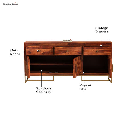Jett Sheesham Wood Cabinet and Sideboard (Honey Finish)