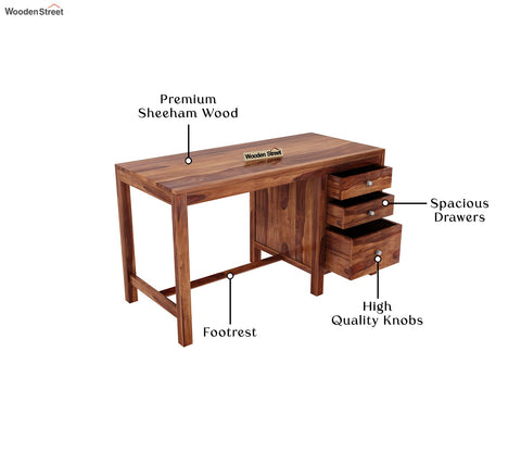 Slater Study Table With Three Drawers (Honey Finish)
