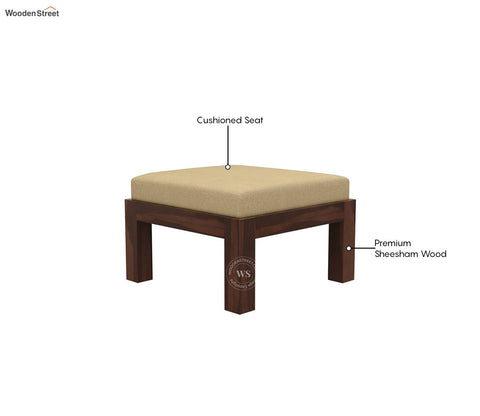 Reid Sheesham Wood Coffee Table with Four Cushioned Stools (Walnut Finish)