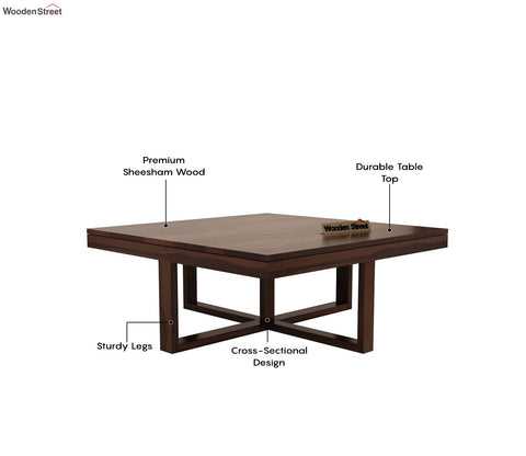 Reid Sheesham Wood Coffee Table with Four Cushioned Stools (Walnut Finish)