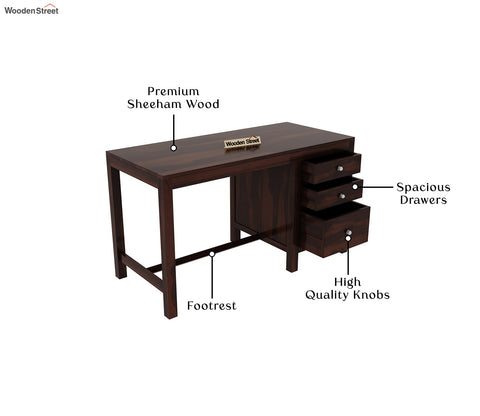 Slater Study Table With Three Drawers (Walnut Finish)
