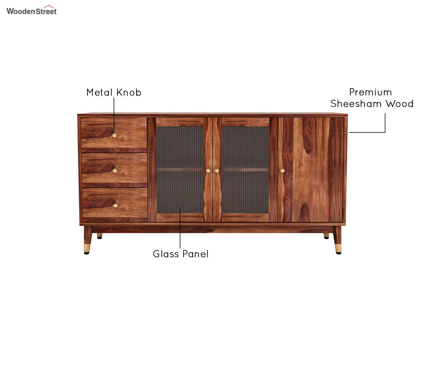 Christy Sheesham Wood Cabinet and Sideboard (Honey Finish)