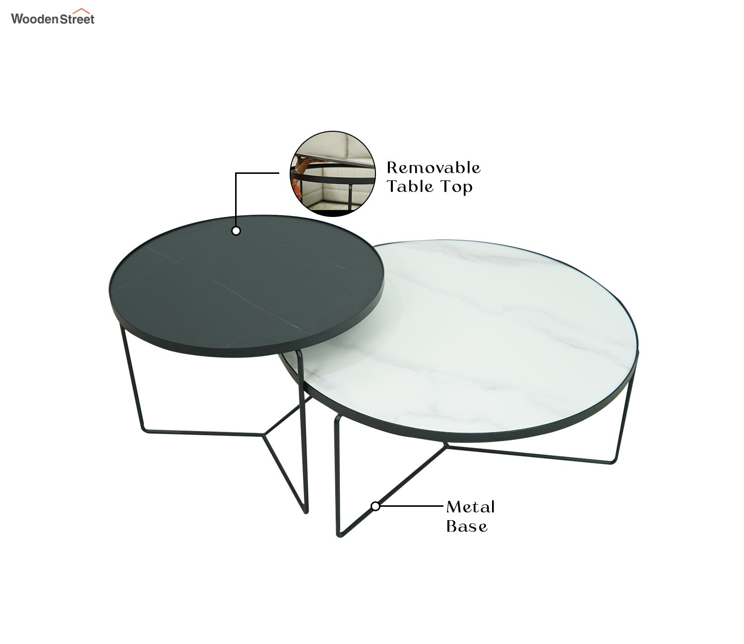 Atlas Coffee Table Set of 2 (Black And White)