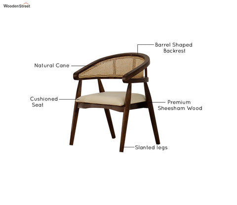 Alexia Curved Arm Chair with Cane (Walnut Finish)