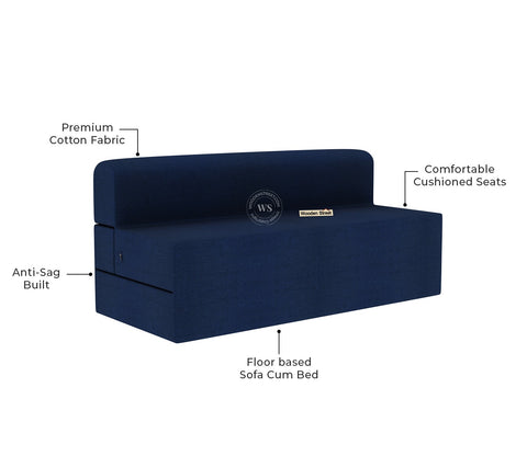 Voltz Fabric Sofa Cum Bed (72 x 72 Inch, Azure Blue)