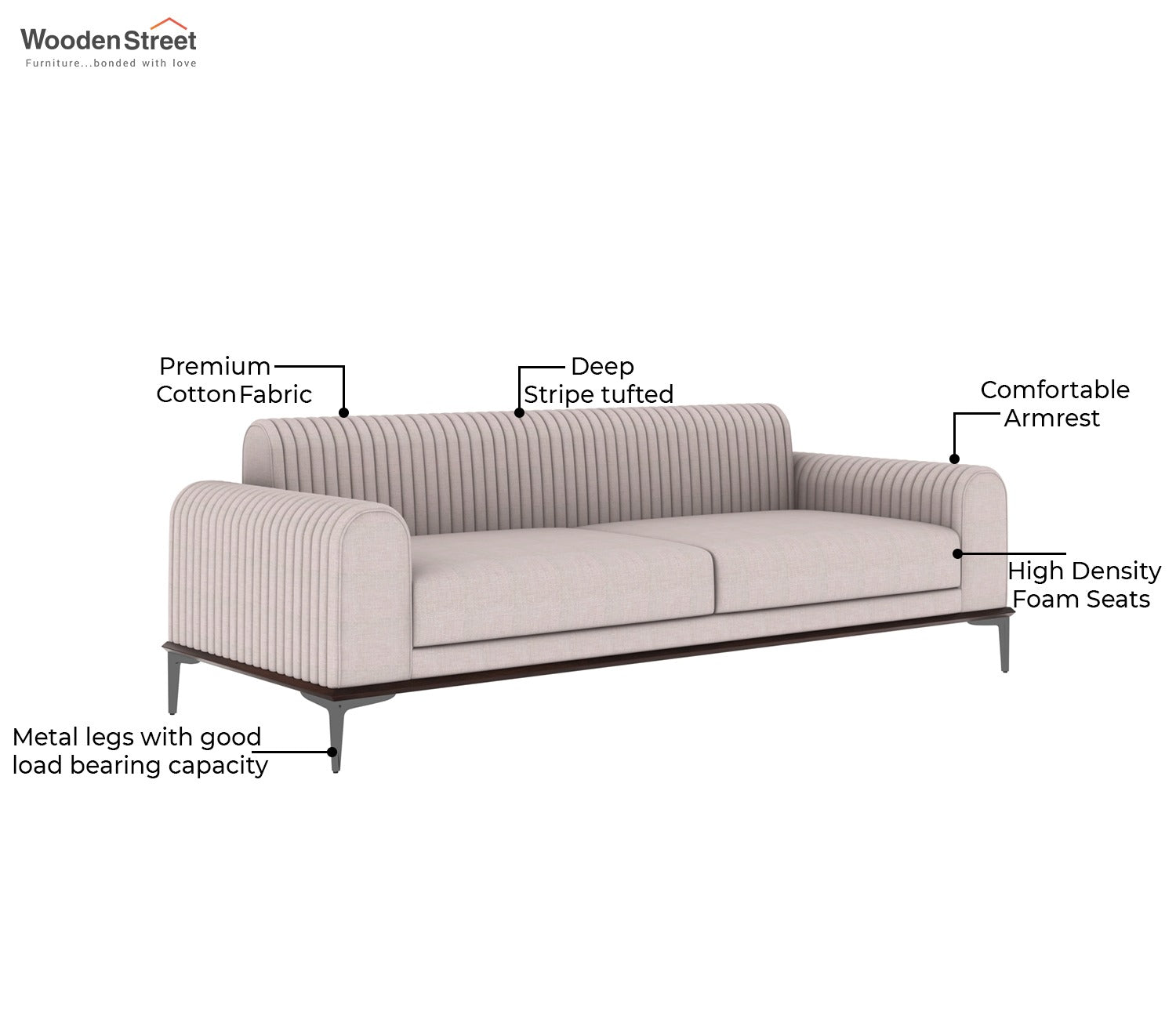 Vanisa 3 Seater Living Room Sofa Set with 2 Arm Chairs