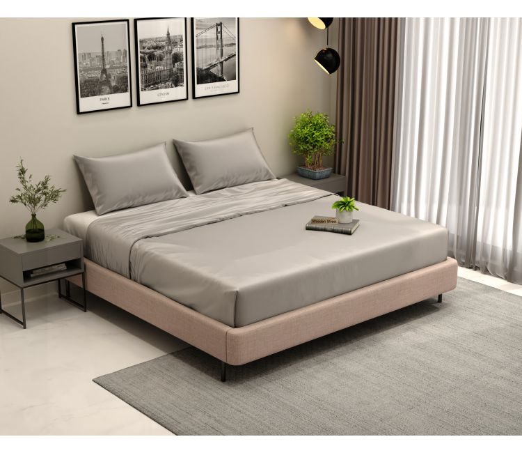 Vegan Bamboo Silk Bedsheet 300 TC Naturally Anti-Bacterial King Bedsheet with 2 Pillow Cover (Grey)