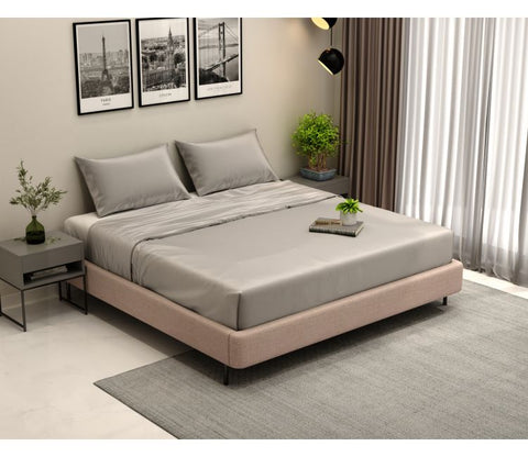 Vegan Bamboo Silk Bedsheet 300 TC Naturally Anti-Bacterial King Bedsheet with 2 Pillow Cover (Grey)