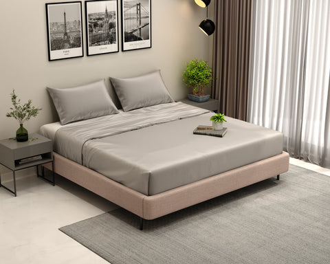 Vegan Bamboo Silk Bedsheet 300 TC Naturally Anti-Bacterial King Bedsheet with 2 Pillow Cover (Grey)