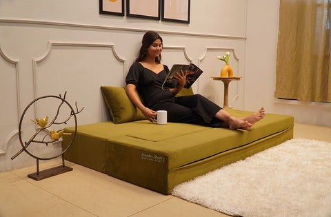 Paxton Premium Velvet 3 Seater Fabric Sofa Cum Bed (Dark Olive Green)