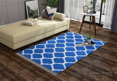 Fierce Blue Cotton Flat Weave Rug - 4 x 6 Feet