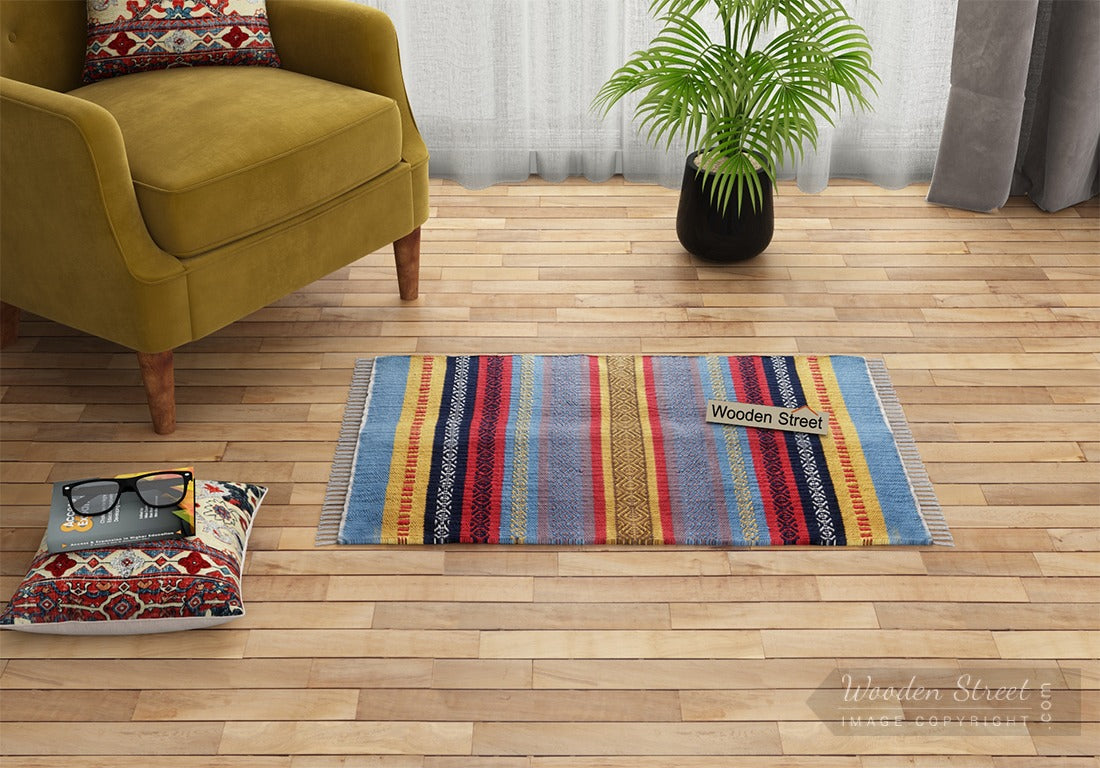 Dusky Stripes Cotton Sindhi Rug - 2 x 3 Feet