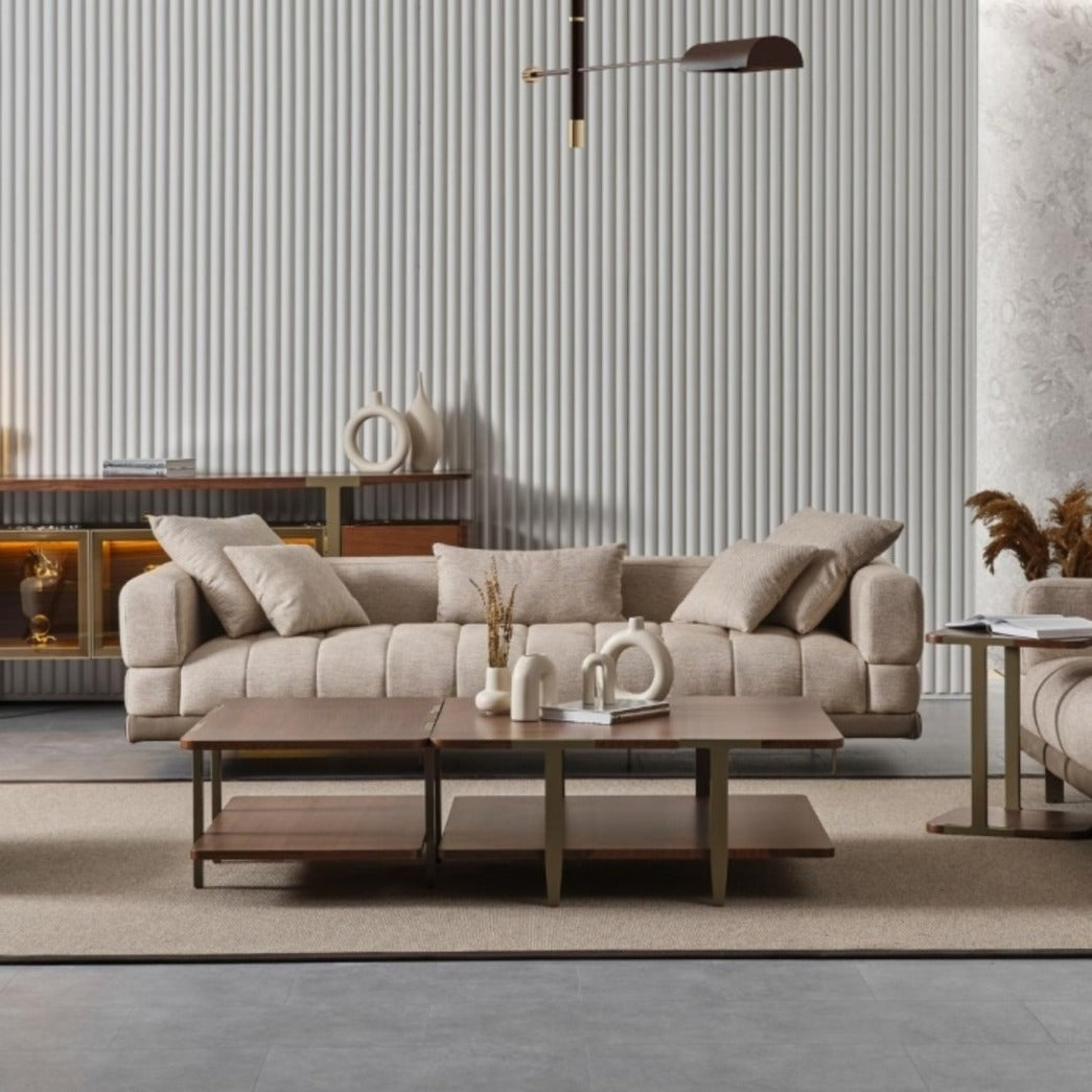 Trueliving Luxurious Light Four Seater Sofa Velvet Finish 76.2D x 177.8W x 76.2H Centimeters