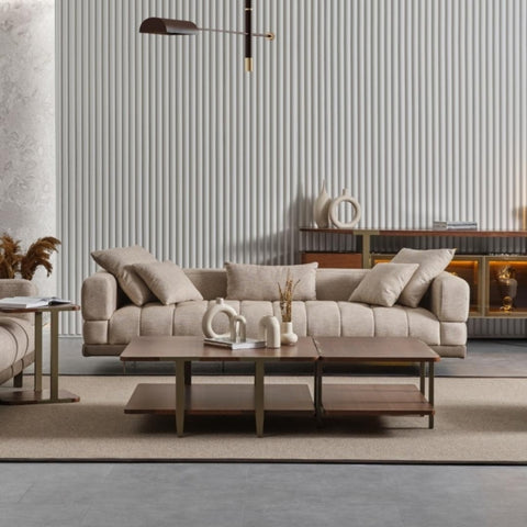 Trueliving Luxurious Light Four Seater Sofa Velvet Finish 76.2D x 177.8W x 76.2H Centimeters