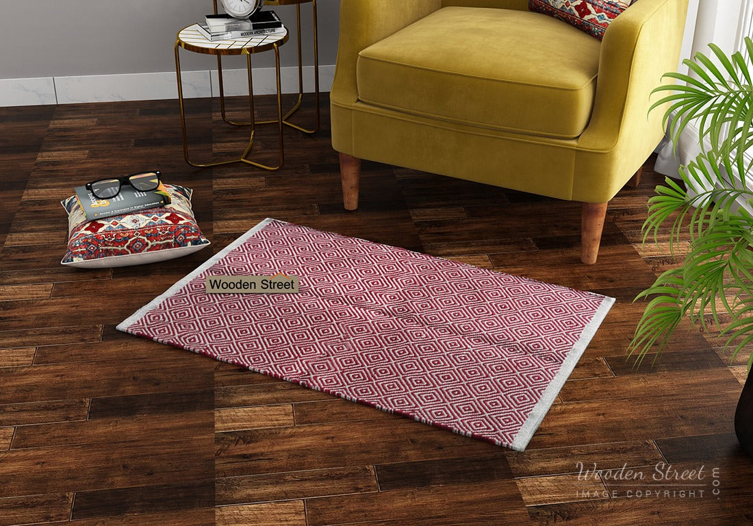 Scarlet Swirls Cotton Hassina Rug - 2 x 3 Feet