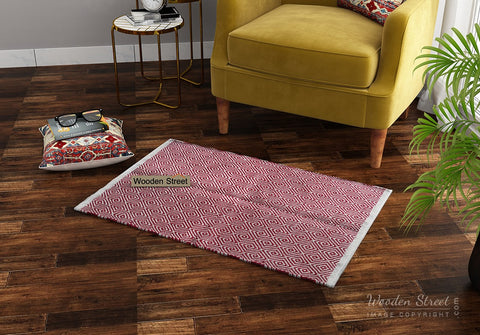 Scarlet Swirls Cotton Hassina Rug - 2 x 3 Feet