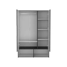True living 2 cabinet Open Brown wardrobe Laminated Finish & PU Finish with Drawers (3 Ft*2 Ft*8 Ft)
