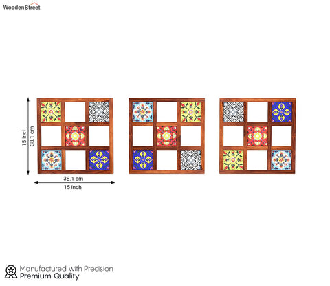 Bohemian Set of 3 Mirror with Frame (Honey Finish)