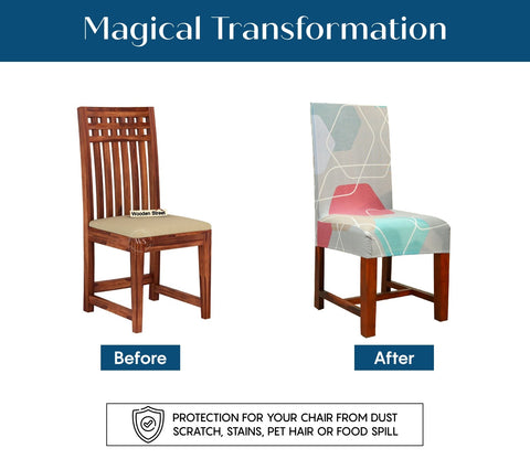 Agnus Elastic Abstract Printed Polyester Spandex Dining Chair Cover Set Of 1 (Multi Colour)