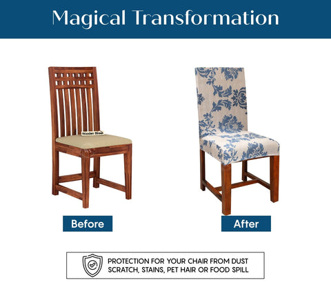 Grace Floral Printed Polyester Spandex 1 Piece Chair Cover (Blue)